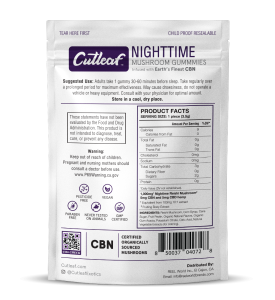 CUTLEAF MUSHROOM GUMMIES - NIGHTTIME CBN RELAX & SLEEP_greenrepubliclife.com