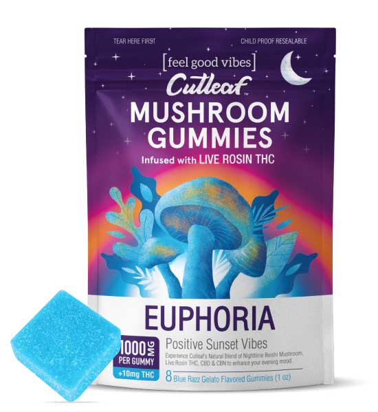 Cutleaf Euphoria Mushroom Gummies - Blue Razz Gelato Flavor_greenrepubliclife.com