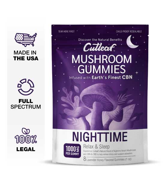 CUTLEAF MUSHROOM GUMMIES - NIGHTTIME CBN RELAX & SLEEP_greenrepubliclife.com