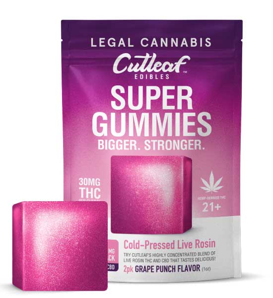 Cutleaf Edibles Super Gummies - Grape Punch Flavor_greenrepubliclife.com