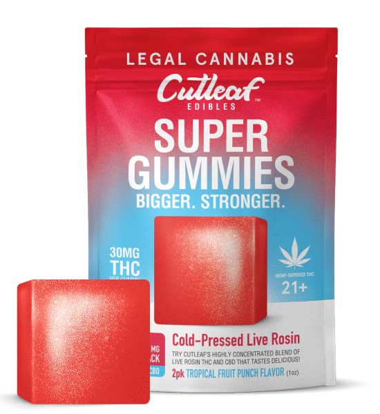 Cutleaf Edibles Super Gummies - Tropical Fruit Punch Flavor_greenrepubliclife.com