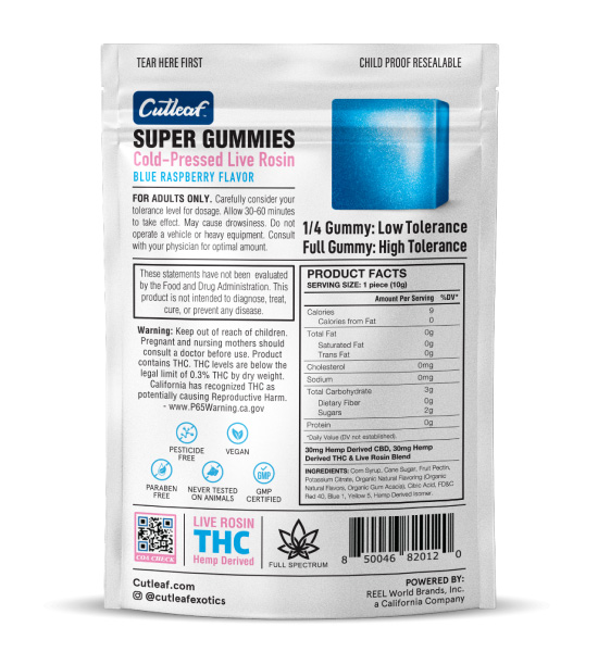 Cutleaf Super Gummies - Blue Raspberry flavor