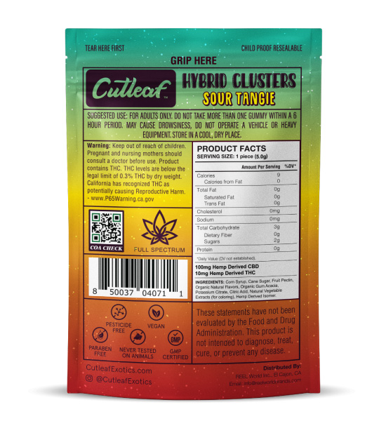 Cutleaf Cluster Gummy - Sour Tangie Flavor greenrepubliclife