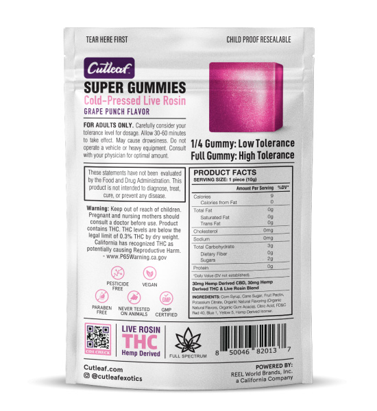 Cutleaf Edibles Super Gummies - Grape Punch Flavor